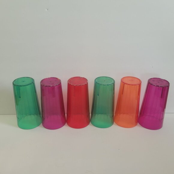 Set Of 6 Colorful Arrow Translucent Plastic Drinking Glasses - Picture 1 of 8